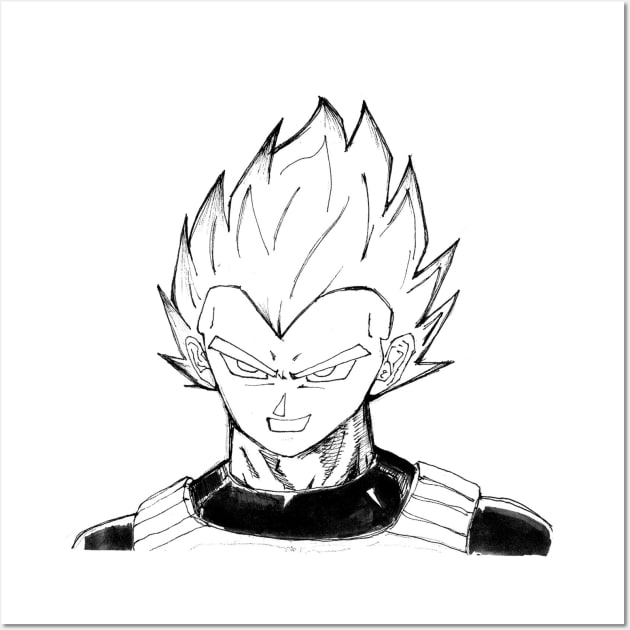 vegeta the prince of saiyans sketch Wall Art by jorge_lebeau